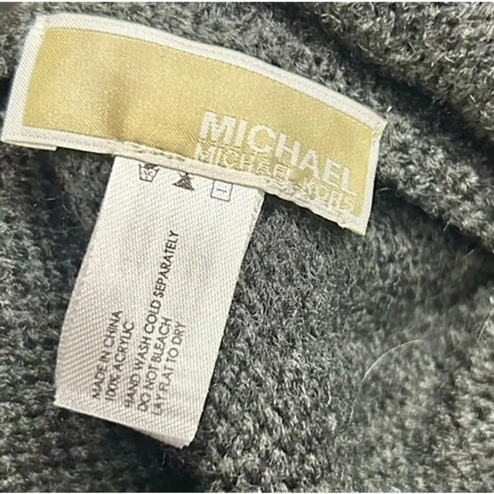 MK Michael Kors Silver Studded Knit Knitted Scarf Hat Set Minimalist Preppy